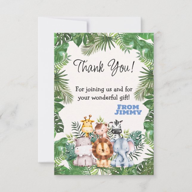 Tarjeta De Agradecimiento Aniversario del Safari de la Selva (Anverso)