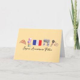 Tarjeta De Agradecimiento Aniversario feliz francés de cumpleaños París, ani