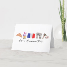 Tarjeta De Agradecimiento Aniversario feliz francés de cumpleaños París, ani