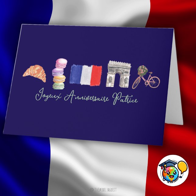 Tarjeta De Agradecimiento Aniversario feliz francés de cumpleaños París, ani (Subido por el creador)
