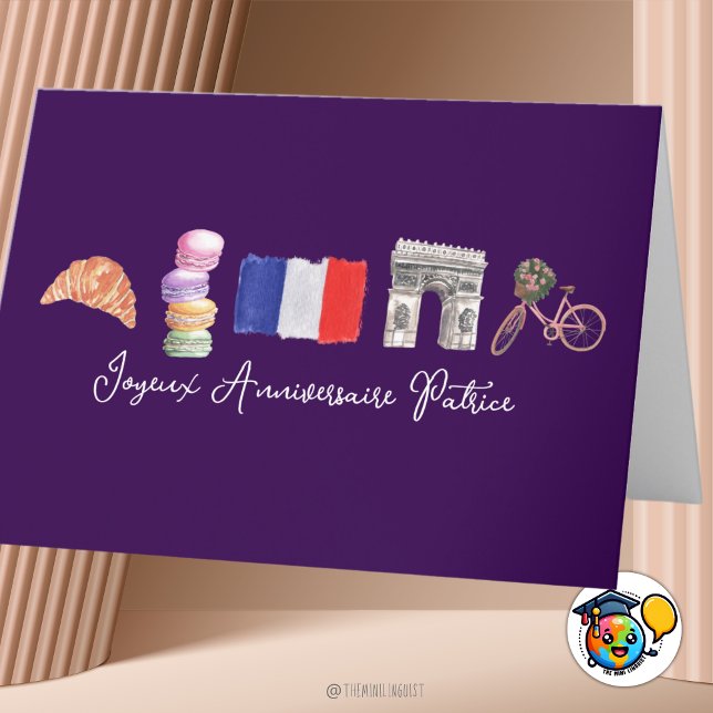 Tarjeta De Agradecimiento Aniversario feliz francés de cumpleaños París, ani (Subido por el creador)