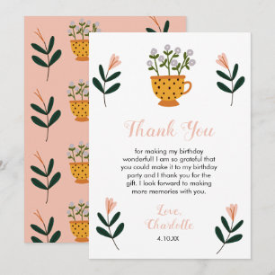 Tarjeta De Agradecimiento Aniversario floral de un Fiesta de té moderno