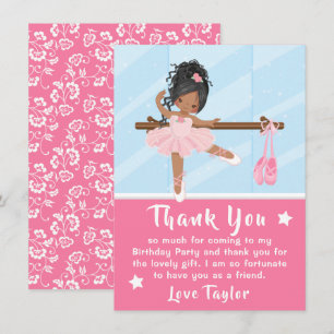 Tarjeta De Agradecimiento Aniversario rosa de la bailarina afroamericana de