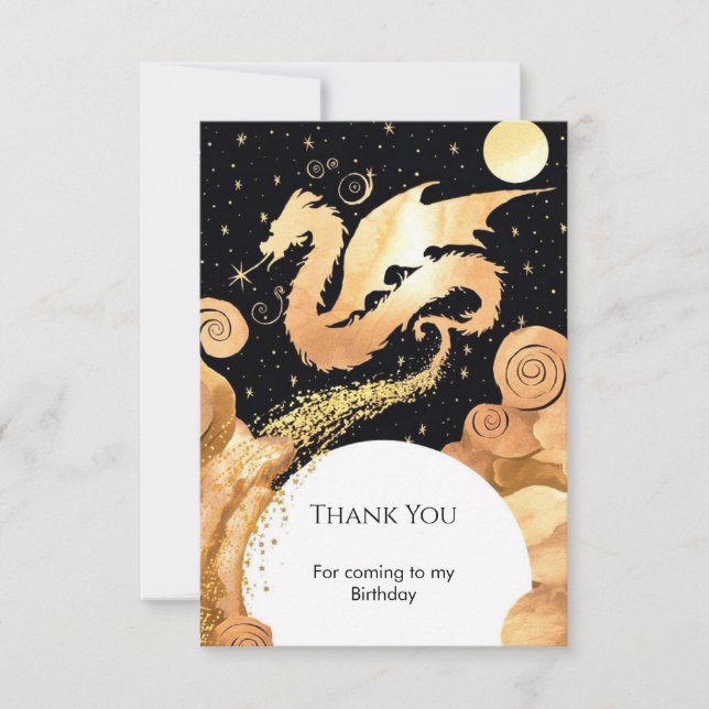 Tarjeta De Agradecimiento Aniversario simple del dragón encantado (Anverso)