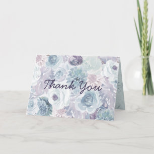 Tarjeta De Agradecimiento Annabelle Vintage Blue Floral Custom Wedding Photo