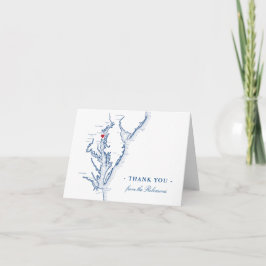 Tarjeta De Agradecimiento Annapolis Chesapeake Bay Map Boda Personalizado