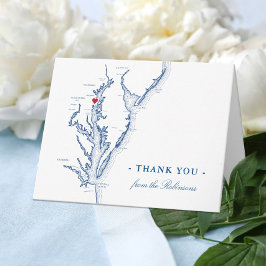 Tarjeta De Agradecimiento Annapolis Chesapeake Bay Map Boda Personalizado
