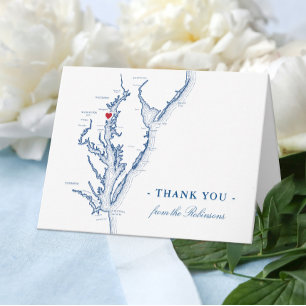 Tarjeta De Agradecimiento Annapolis Chesapeake Bay Map Boda Personalizado