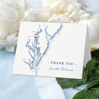 Tarjeta De Agradecimiento Annapolis Chesapeake Bay Map Boda Personalizado