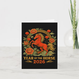 Tarjeta De Agradecimiento Año 2026 del Caballo Zodiaco Chino Año Nuevo Chino