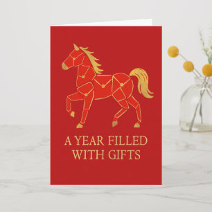 Tarjeta De Agradecimiento Año Nuevo Lunar 2026 Año del Caballo Chino  