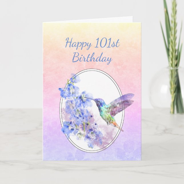 Tarjeta De Agradecimiento Año personalizado en blanco dentro de Hummingbird  (Anverso)
