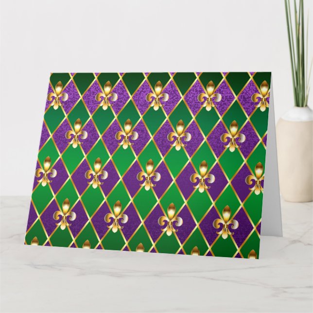 Tarjeta De Agradecimiento Antecedentes de joyas Mardi Gras (Anverso)