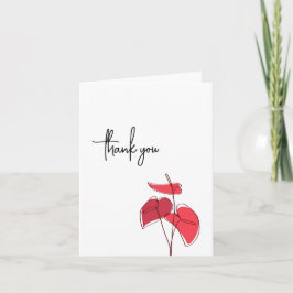 Tarjeta De Agradecimiento Anthurium ・ Plano de línea floral ・ Casual Moderno