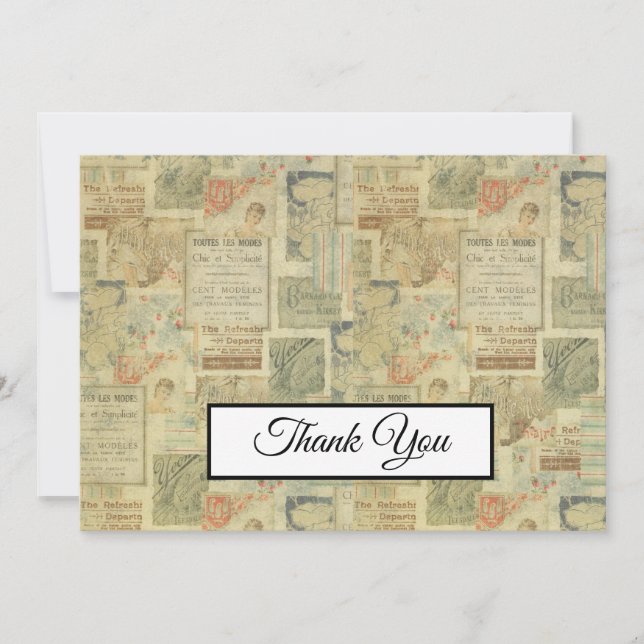 Tarjeta De Agradecimiento antigüedades de Art Nouveau de los años 20 gracias (Anverso)
