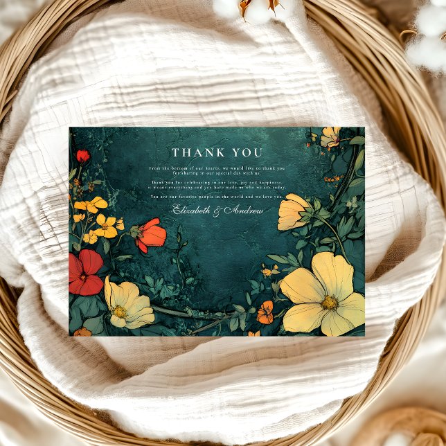 Tarjeta De Agradecimiento Antiguo Boda de Art Nouveau floral (Subido por el creador)