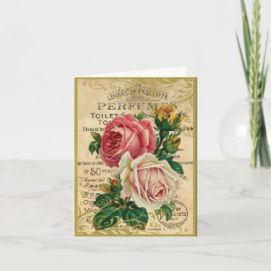 Tarjeta De Agradecimiento Antiguos Rosas de Francia