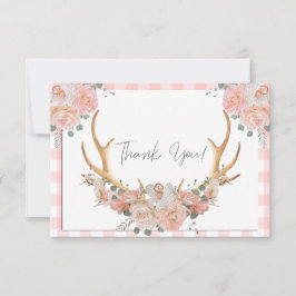 Tarjeta De Agradecimiento Antillas Florales de BOHO Coral Gingham