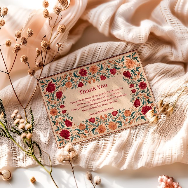 Tarjeta De Agradecimiento Antique Botanical Valentine Party (Subido por el creador)