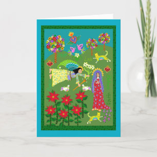 Tarjeta De Agradecimiento Anunciación Folk Arte Católico Religioso