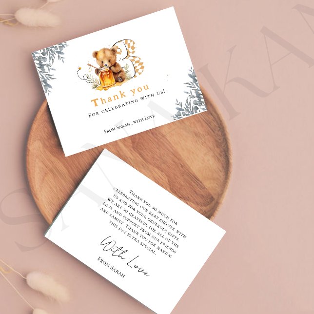 Tarjeta De Agradecimiento Aoso mínimo rústico, miel, 3 años gracias (Subido por el creador)