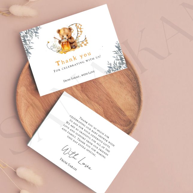 Tarjeta De Agradecimiento Aoso mínimo rústico miel de 2º cumpleaños gracias (Subido por el creador)