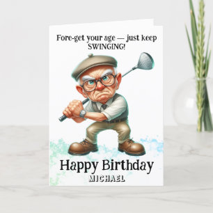 Tarjeta De Agradecimiento *~* AP94 Funny Old Man Golf Swinging Birthday Card