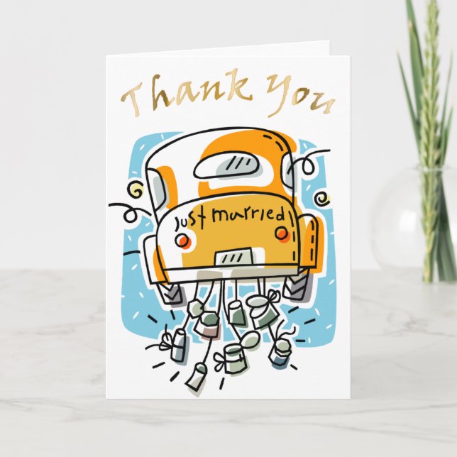 Tarjeta De Agradecimiento Apenas casado gracias cardar (2B) (Anverso)