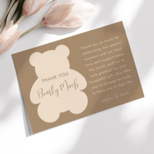 Tarjeta De Agradecimiento Apenas Esperamos Oso de Peluche Beige Baby Shower