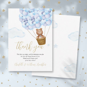 Tarjeta De Agradecimiento Apenas Podemos Esperar Cachorro de Oso Azul Poema 