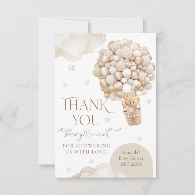 Tarjeta De Agradecimiento Apenas Podemos Esperar Fiesta de Revelación de Beb (Anverso)