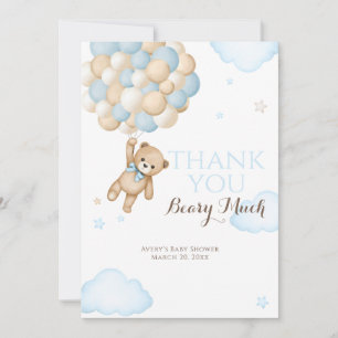 Tarjeta De Agradecimiento Apenas Podemos Esperar Globo Oso Bebé Niño Shower