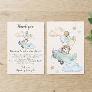 Tarjeta De Agradecimiento Apenas Podemos Esperar Oso de Peluche Avión Shower