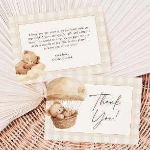 Tarjeta De Agradecimiento Apenas Podemos Esperar Oso de Peluche de Gingham B