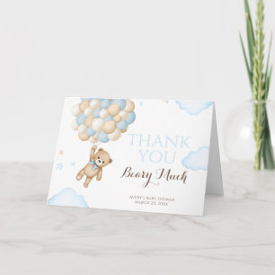 Tarjeta De Agradecimiento Apenas Podemos Esperar Oso Globo Cumpleaños Niño