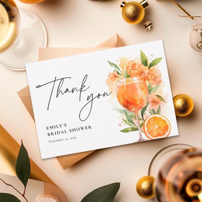 Tarjeta De Agradecimiento Aperol Spritz Acuarela Despedida de Soltera (Subido por el creador)