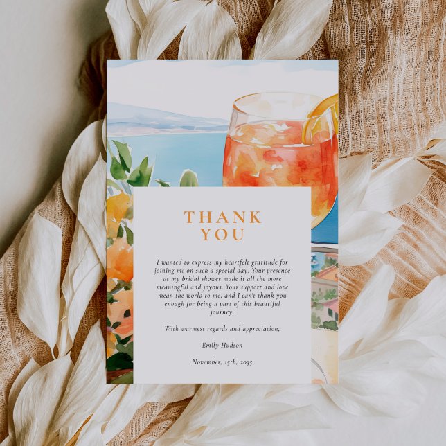 Tarjeta De Agradecimiento Aperol Spritz Amalfi Italia Ducha de novia (Subido por el creador)