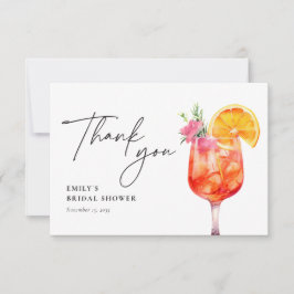 Tarjeta De Agradecimiento Aperol Spritz Floral Bridal Shower