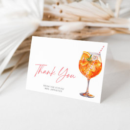 Tarjeta De Agradecimiento Aperol Spritz Italiano con Acuarela para Despedida