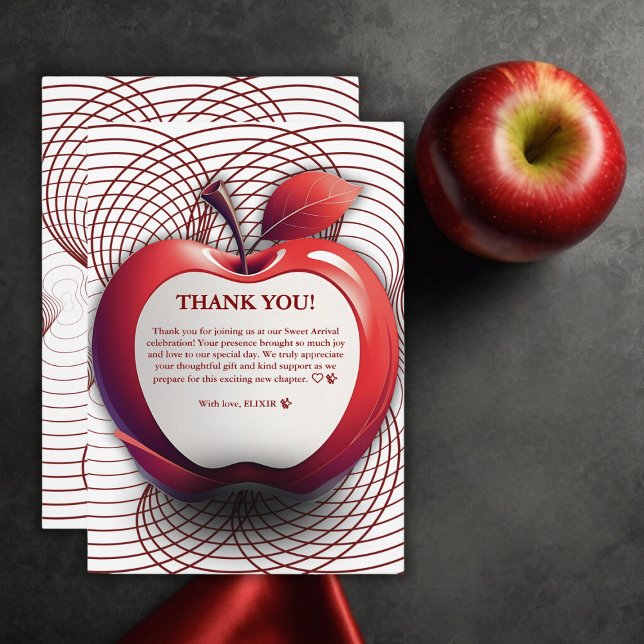 Tarjeta De Agradecimiento Apple 3D de nuestro Baby Shower geométrico ocular (Subido por el creador)