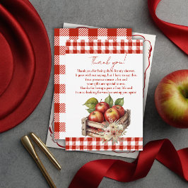 Tarjeta De Agradecimiento Apple de mi ojo Red Orchard Baby Shower