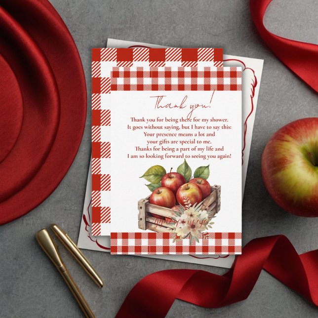 Tarjeta De Agradecimiento Apple de mi ojo Red Orchard Baby Shower (Subido por el creador)
