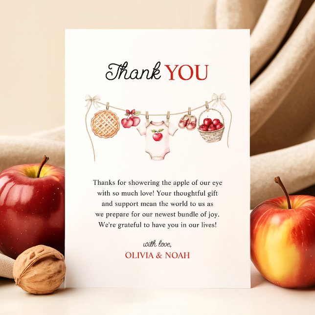 Tarjeta De Agradecimiento Apple of Our Eye Orchard Harvest Baby Shower (Subido por el creador)