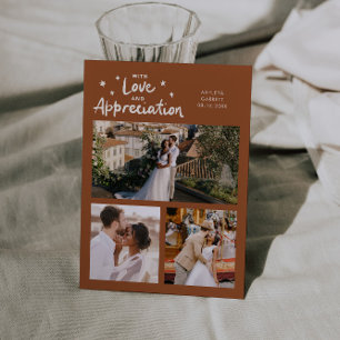 Tarjeta De Agradecimiento Apreciación de amor Boda Multi Foto Terracota