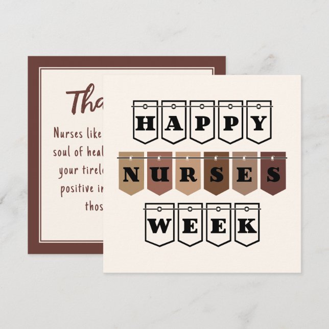 Tarjeta De Agradecimiento Apreciación de enfermera de la Semana de Enfermera (Anverso / Reverso)