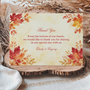 Tarjeta De Agradecimiento Apreciación de Hojas de Acuarela de Otoño