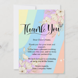 Tarjeta De Agradecimiento Apreciación de la pequeña empresa arcoiris pastel