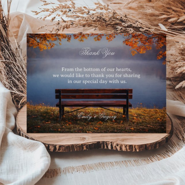 Tarjeta De Agradecimiento Apreciación del banco del lago de otoño (Subido por el creador)