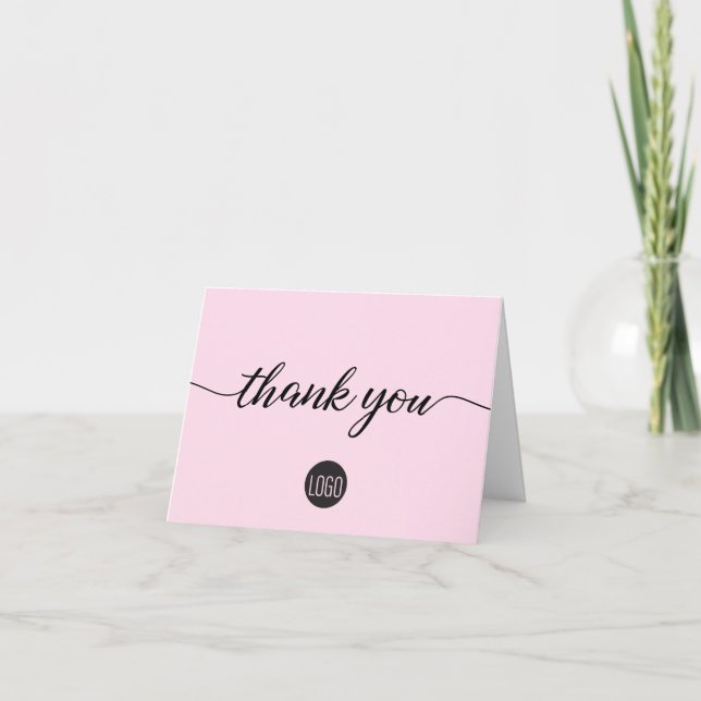 Tarjeta De Agradecimiento Apreciación del cliente comercial rosa Gracias (Anverso)