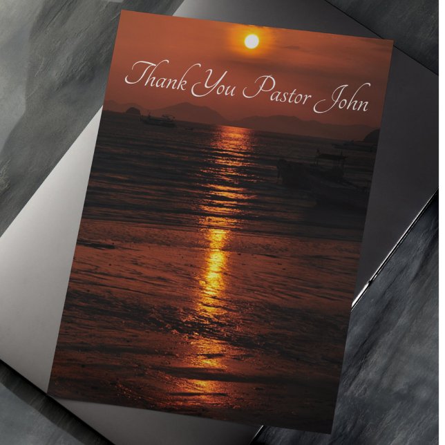 Tarjeta De Agradecimiento Apreciación del Pastor del Amanecer del Océano (Folded Thank You Pastor Card)